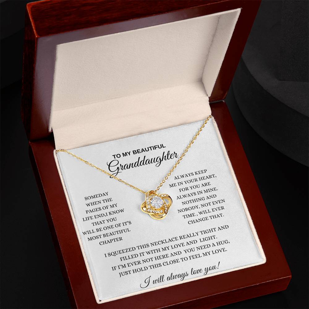 To My Beautiful Granddaughter/ Love Knot Necklace