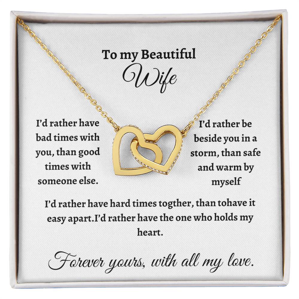 To my Beautiful Wife/ Interlocking Heart Necklace