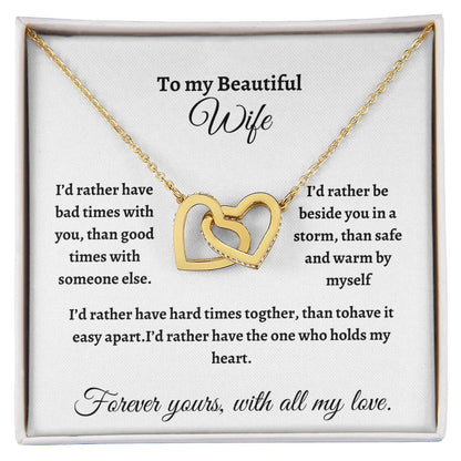 To my Beautiful Wife/ Interlocking Heart Necklace