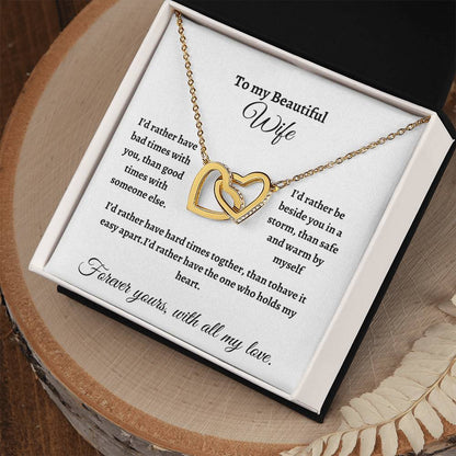 To my Beautiful Wife/ Interlocking Heart Necklace