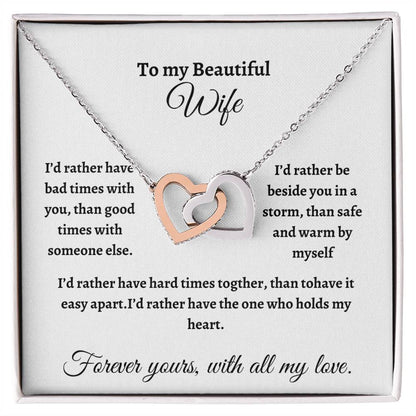 To my Beautiful Wife/ Interlocking Heart Necklace