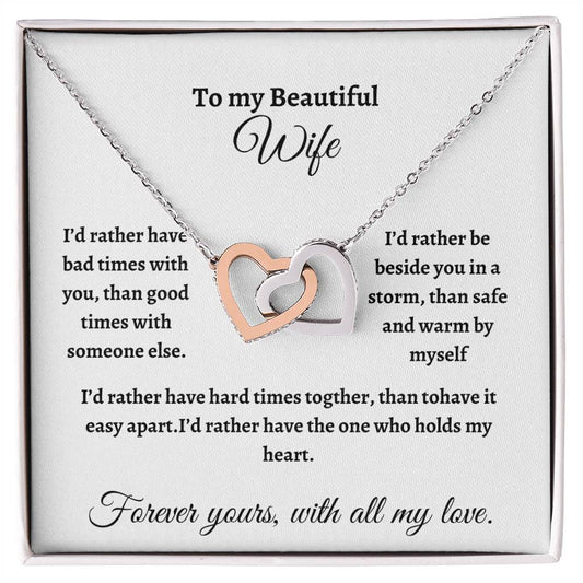 To my Beautiful Wife/ Interlocking Heart Necklace