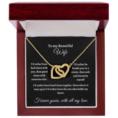 To My Beautiful Wife/Interlocking Hearts Necklace