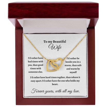 To my Beautiful Wife/ Interlocking Heart Necklace