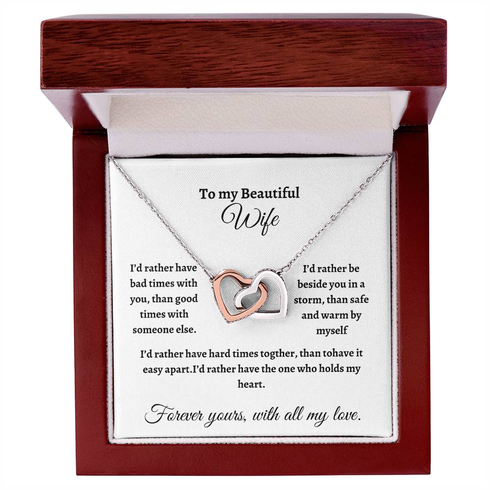 To my Beautiful Wife/ Interlocking Heart Necklace