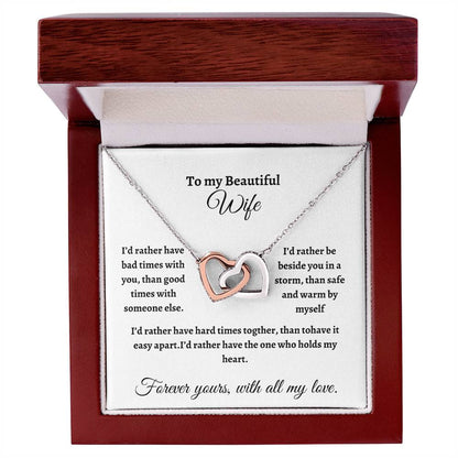 To my Beautiful Wife/ Interlocking Heart Necklace