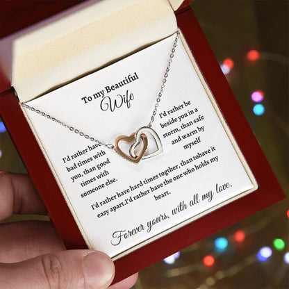 To my Beautiful Wife/ Interlocking Heart Necklace