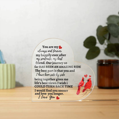 To My Soulmate / I Love You Acrylic Plaque