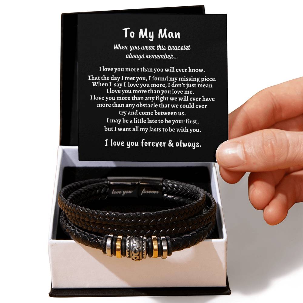 Men's "Love You Forever" Bracelet, Husband Love you forever gift, Fiancé gift, Boyfriend gift, Soulmate gift, Christmas gift, Birthday gift.