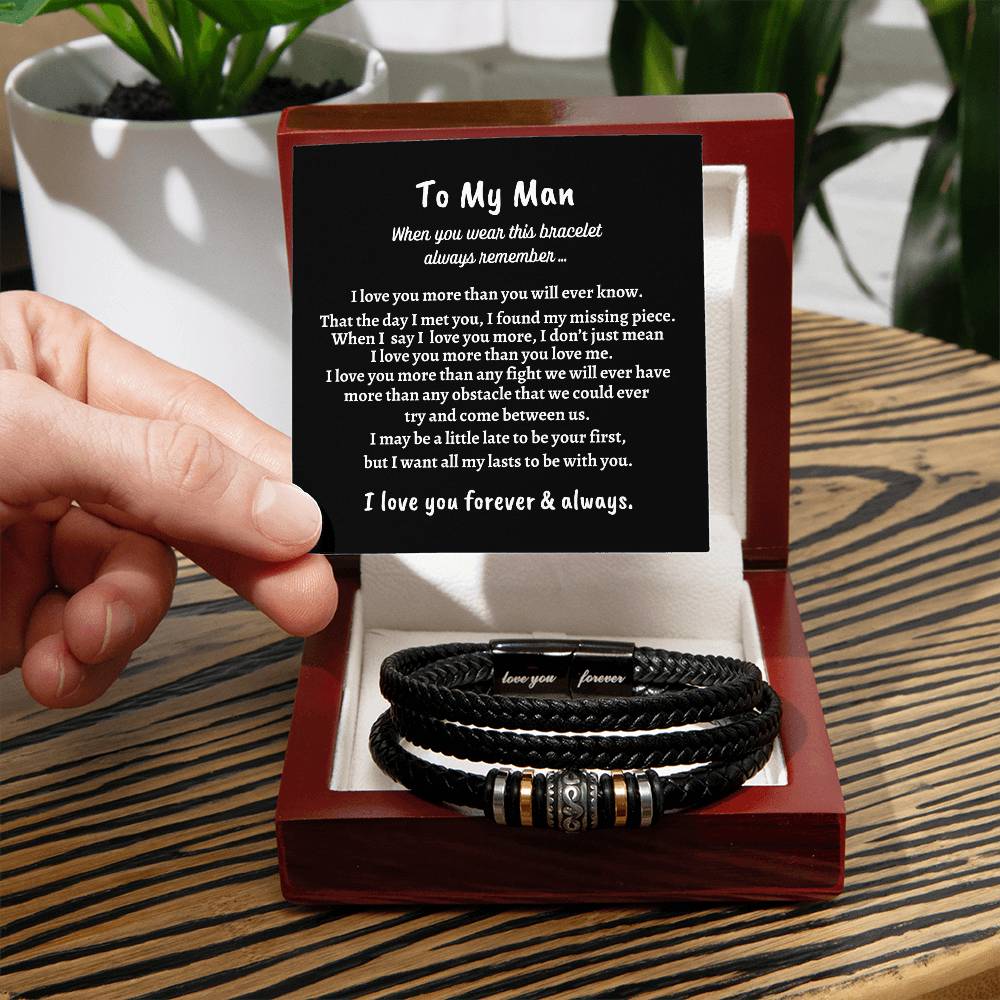 Men's "Love You Forever" Bracelet, Husband Love you forever gift, Fiancé gift, Boyfriend gift, Soulmate gift, Christmas gift, Birthday gift.