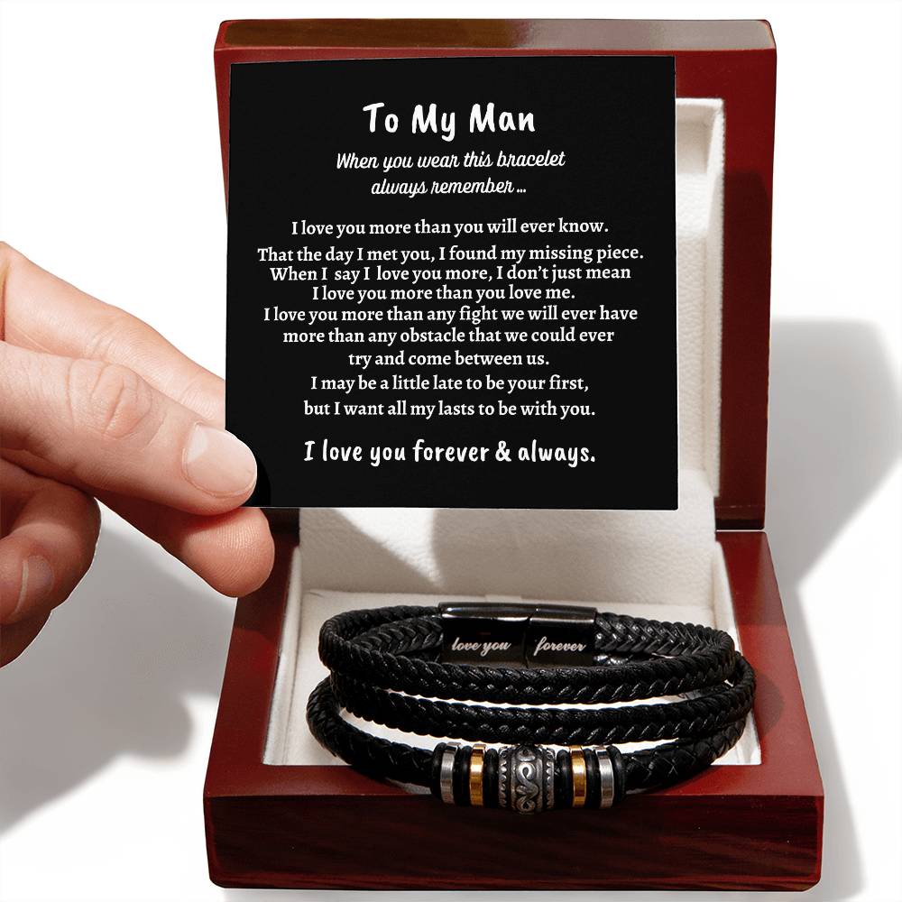 Men's "Love You Forever" Bracelet, Husband Love you forever gift, Fiancé gift, Boyfriend gift, Soulmate gift, Christmas gift, Birthday gift.