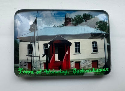 Fridge Magnet OEM Custom Decorative Rectangular Town of Wolseley Court House Crystal Glass Refrigerator Magnet, Crystal Town of Wolseley Fridge Magnet for Tourism Souvenir