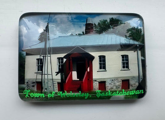 Fridge Magnet OEM Custom Decorative Rectangular Town of Wolseley Court House Crystal Glass Refrigerator Magnet, Crystal Town of Wolseley Fridge Magnet for Tourism Souvenir